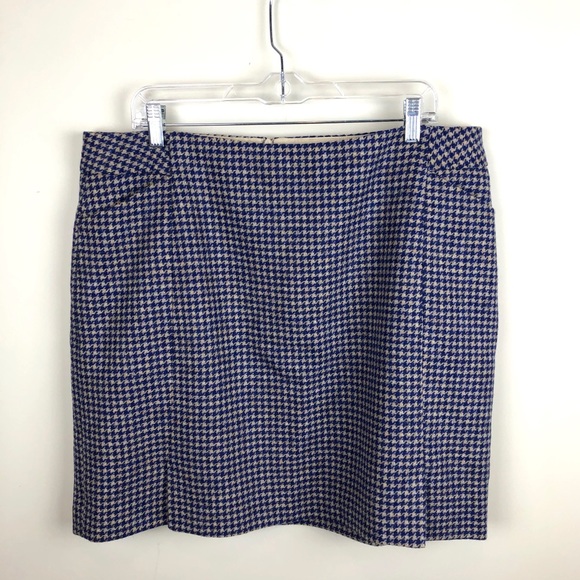 Boden Dresses & Skirts - Boden Blue Houndstooth Wool Skirt British Tweed 14